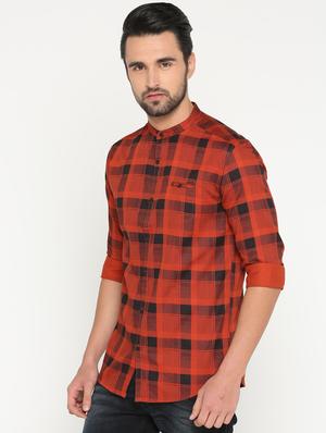 orange cotton casual shirt - 15747365 - Standard Image - 2