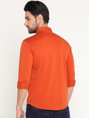 orange cotton casual shirt - 15747378 - Standard Image - 3