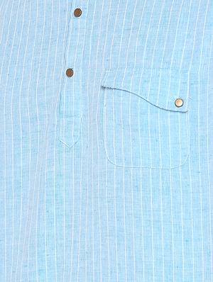 blue cotton short kurta - 15747381 - Standard Image - 4