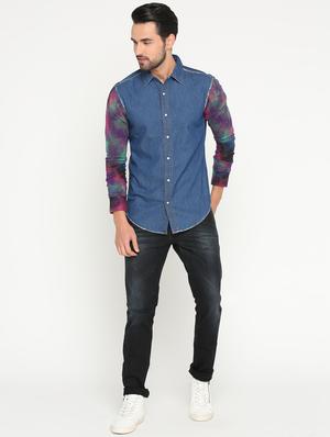 blue denim casual shirt - 15747386 - Standard Image - 4