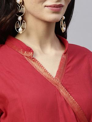 solid angrakha kurta with palazzo set - 15747597 - Standard Image - 4