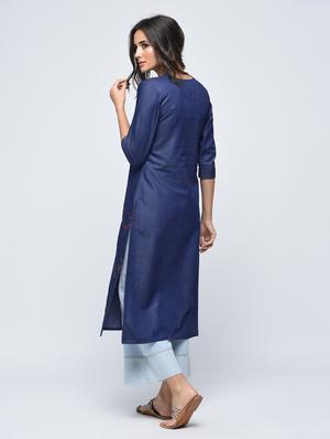 embroidered straight kurta - 15748447 - Standard Image - 3
