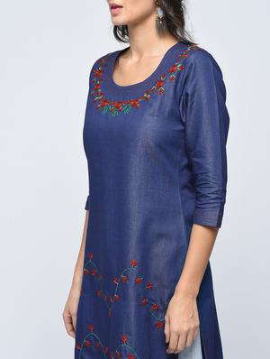 embroidered straight kurta - 15748447 - Standard Image - 4