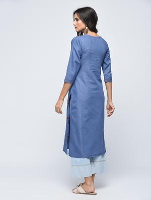 embroidered straight kurta - 15748448 - Standard Image - 3