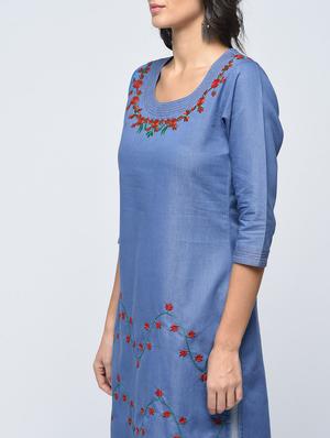 embroidered straight kurta - 15748448 - Standard Image - 4
