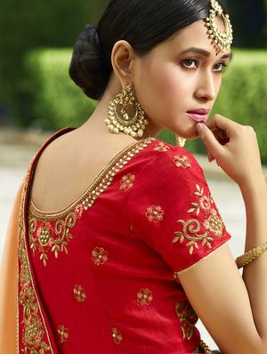 contrast bordered embroidered motif saree with blouse - 15754432 - Standard Image - 3