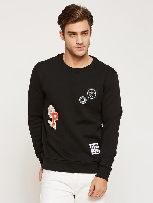 black cotton printed sweatshirt - 15754483 - Standard Image - 1