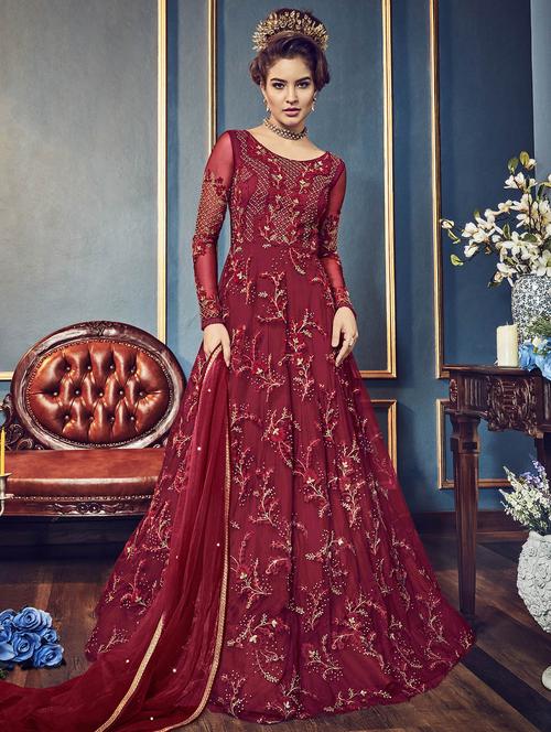 embroidered kalidaar anrakali suit - 15754552 - Very Small Image - 1