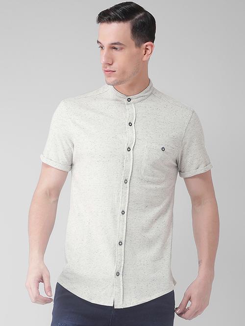 white cotton blend casual shirt - 15754822 - Standard Image - 1