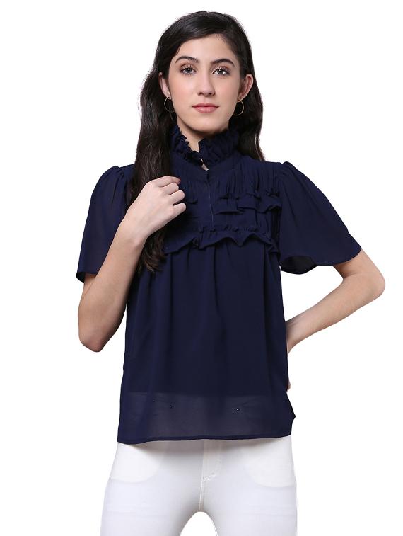 gathered detail ruffled top - 15756913 - Zoom Image - 1