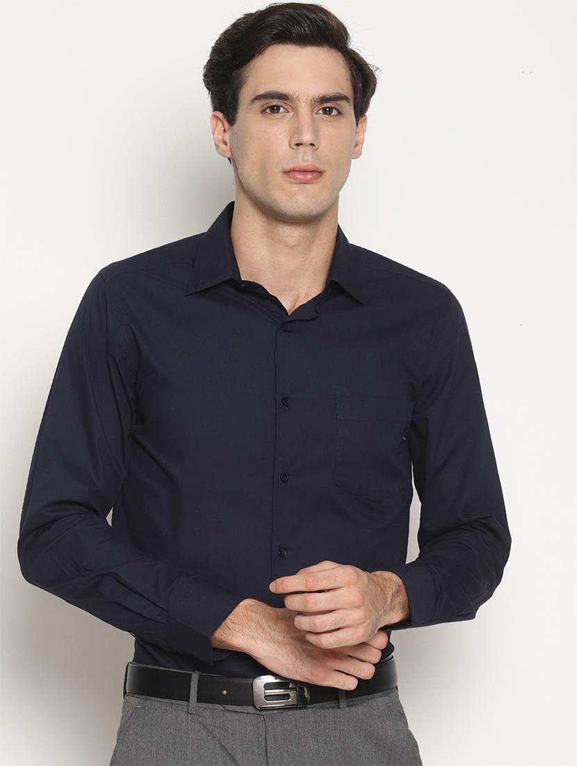 navy blue solid formal shirt - 15757297 - Zoom Image - 1