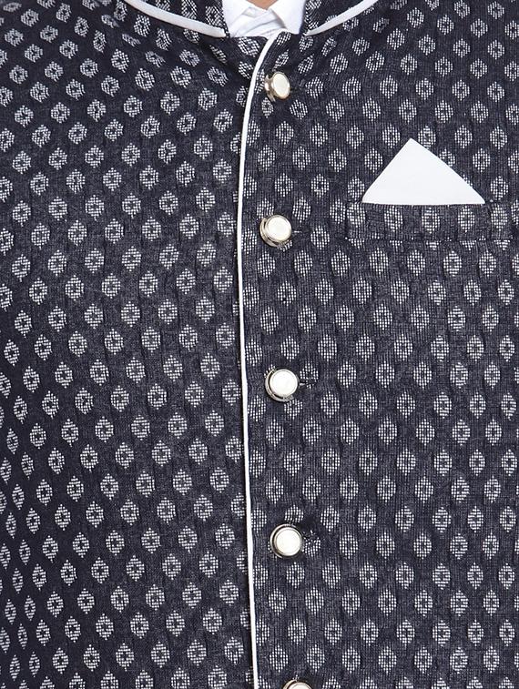 navy blue cotton nehru jacket - 15757381 - Zoom Image - 5