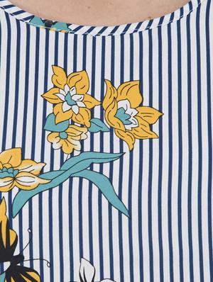 turn-up sleeved floral striped top - 15757409 - Standard Image - 5