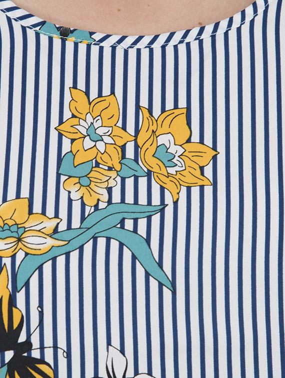 turn-up sleeved floral striped top - 15757409 - Zoom Image - 5