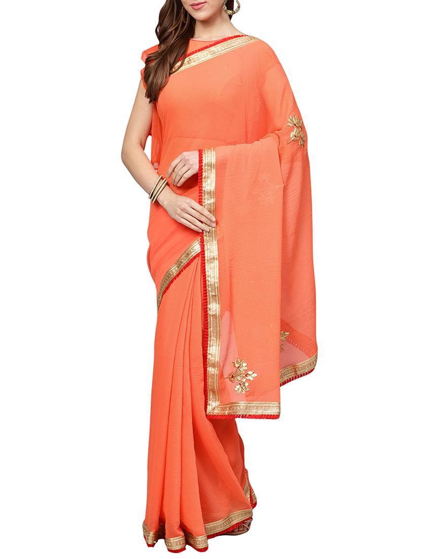 tassels border gota patti saree with blouse - 15757440 - Zoom Image - 1