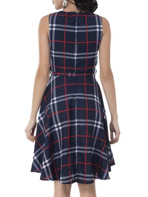tie-front checkered flared dress - 15757521 - Standard Image - 3