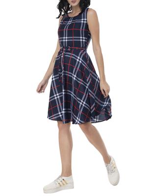 tie-front checkered flared dress - 15757521 - Standard Image - 4