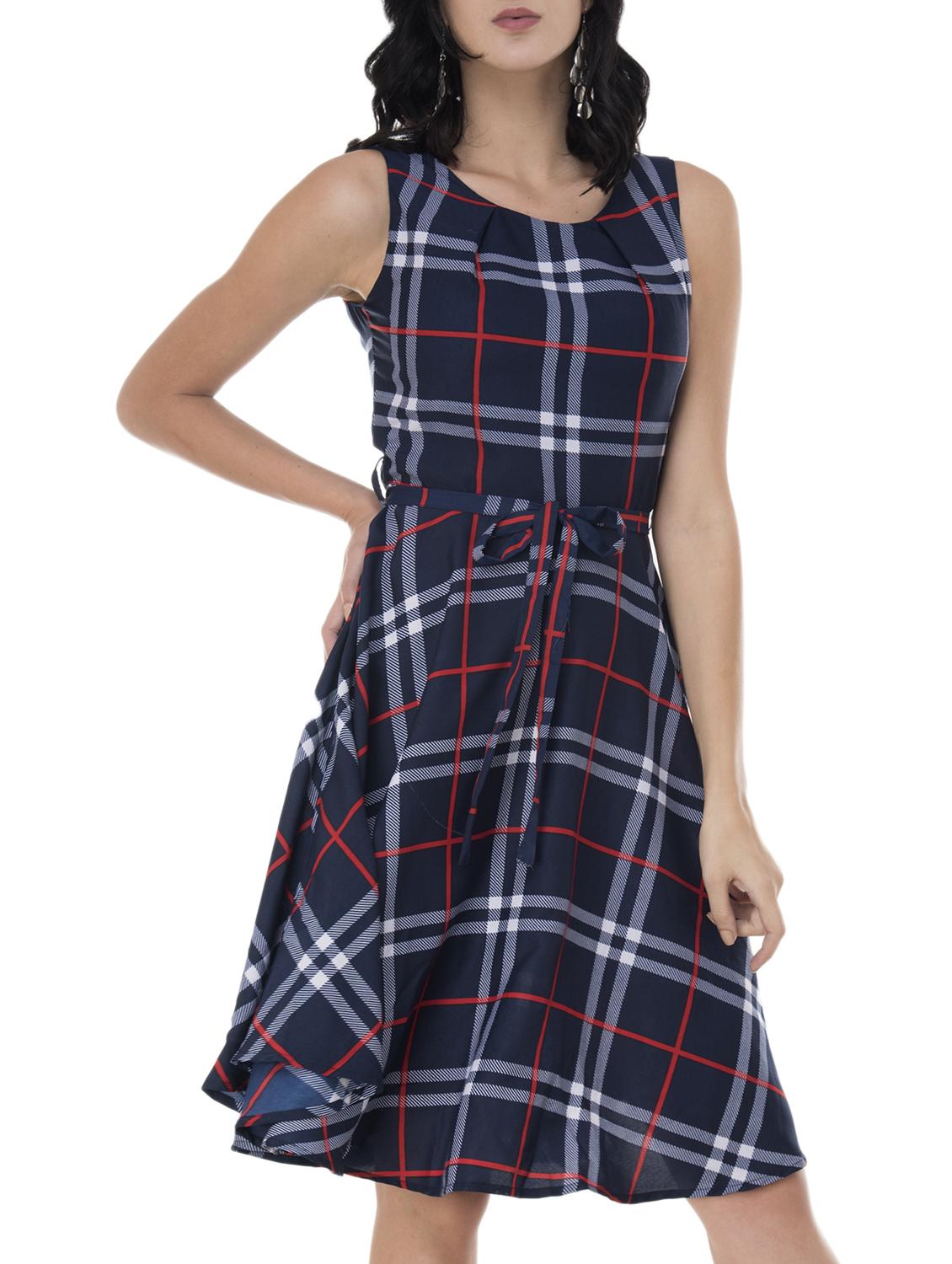 tie-front checkered flared dress - 15757521 - Zoom Image - 1