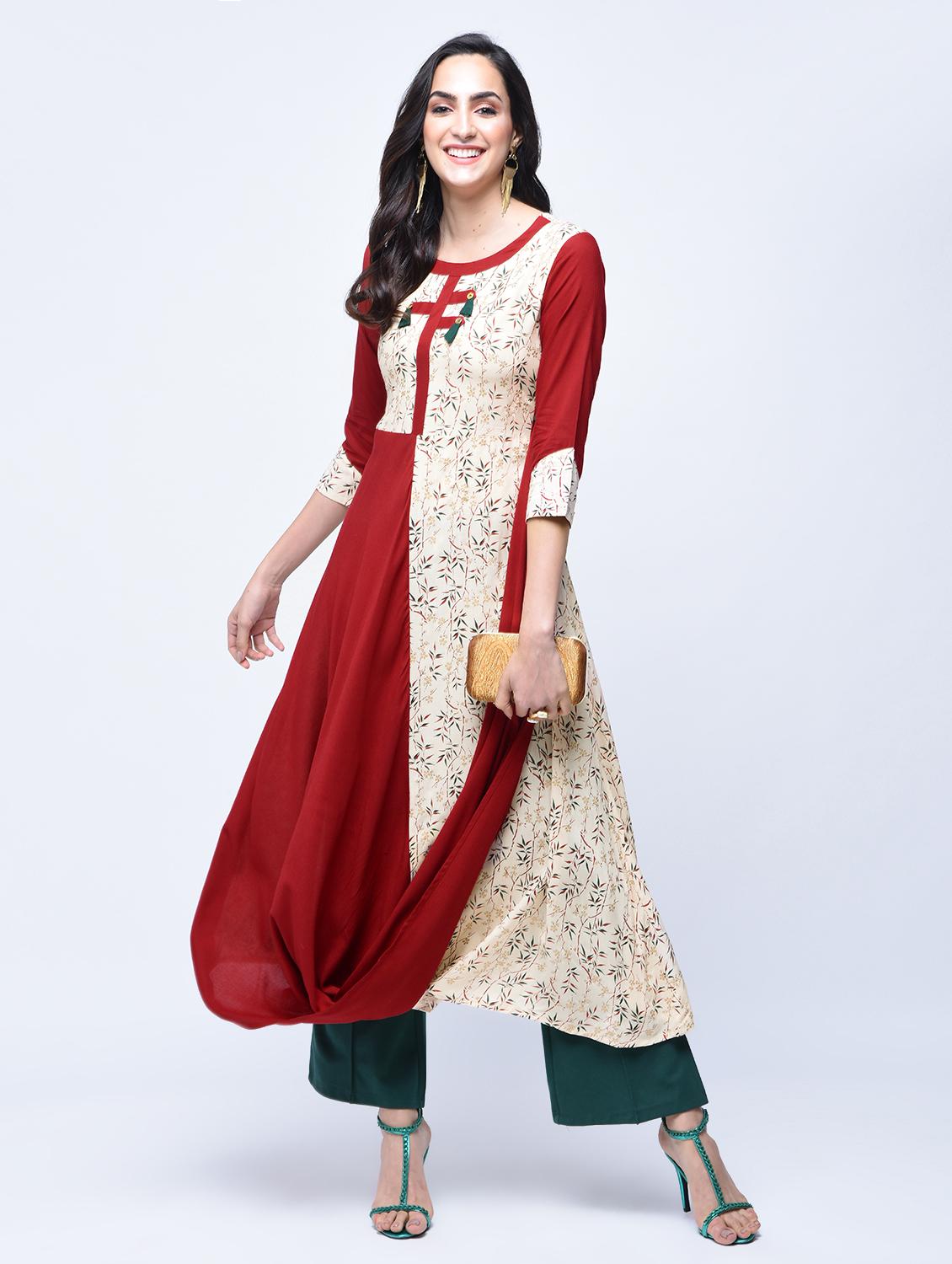 Printed cowl kurta - 15758958 - Zoom Image - 1