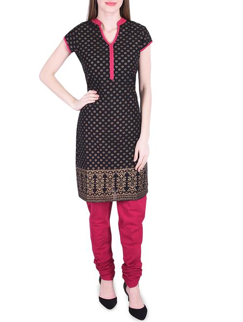 floral printed kurta with churidaar - 15760173 - Standard Image - 1