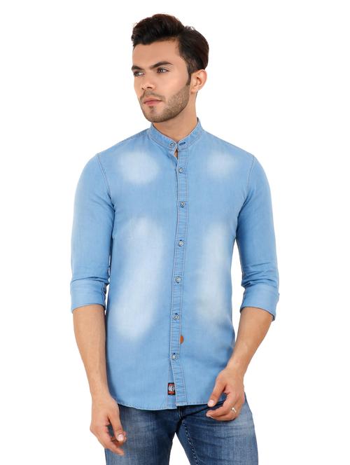 blue faded casual shirt - 15760325 - Standard Image - 1