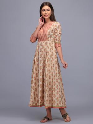 block print flared maxi dress - 15760337 - Standard Image - 2