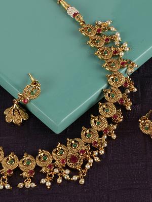gold plated choker necklace - 15760353 - Standard Image - 5