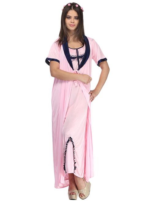 Lace detail sleeprobe and nighty set - 15760480 - Standard Image - 1