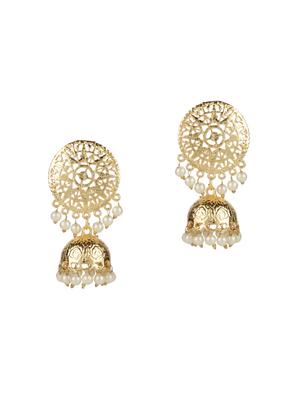 gold metal jhumka earring - 15760617 - Standard Image - 2
