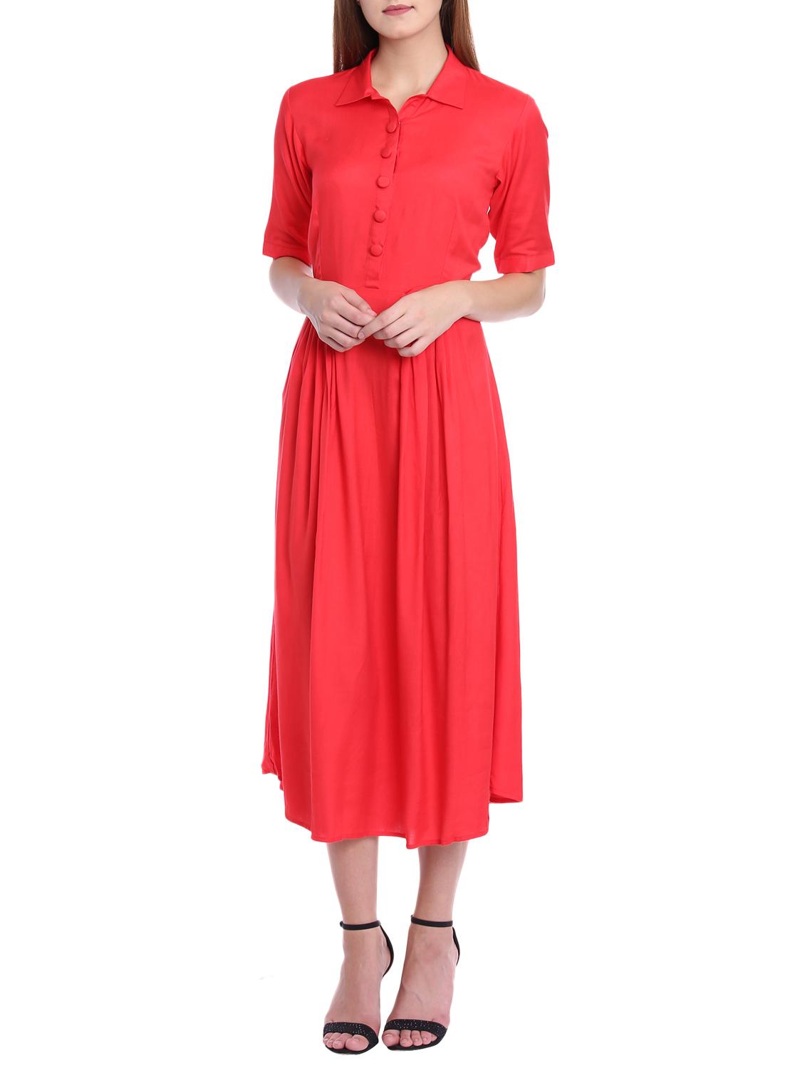 Pleat detail buttoned maxi dress - 15761205 - Zoom Image - 1