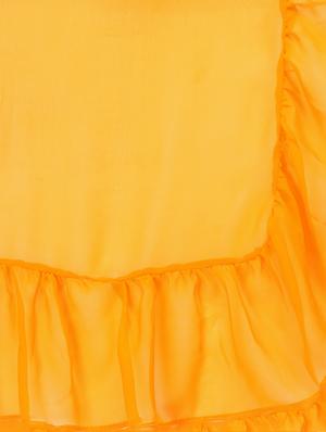 ruffled border solid saree with blouse - 15763393 - Standard Image - 4