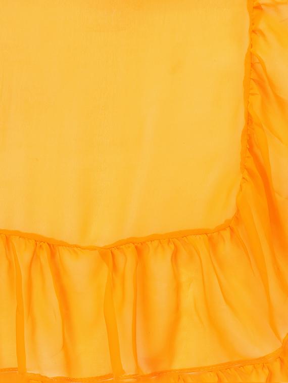 ruffled border solid saree with blouse - 15763393 - Zoom Image - 4