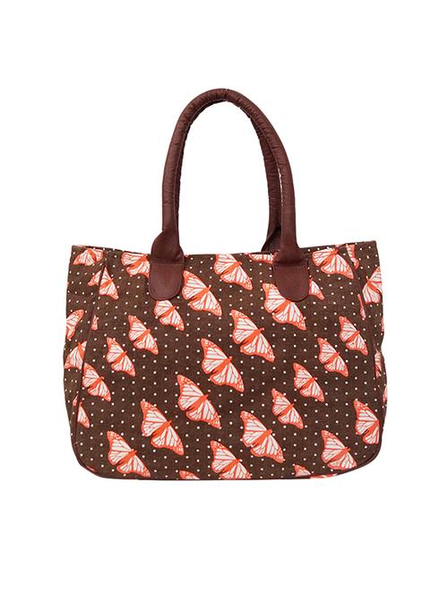 brown cotton polyester blend printed shopping bag - 15763451 - Standard Image - 1