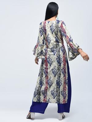 printed bell sleeves straight kurta - 15765067 - Standard Image - 2