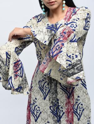 printed bell sleeves straight kurta - 15765067 - Standard Image - 4