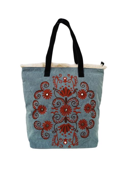 blue canvas ethnic tote - 15765237 - Standard Image - 1