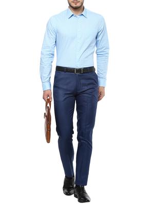 blue polyester blend flat front formal trouser - 15765793 - Standard Image - 4