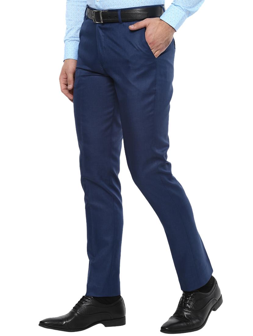 blue polyester blend flat front formal trouser - 15765793 - Zoom Image - 2