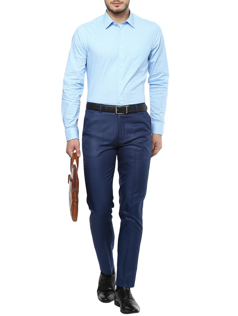blue polyester blend flat front formal trouser - 15765793 - Zoom Image - 4