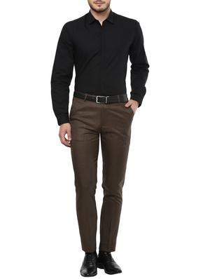brown polyester blend flat front formal trouser - 15765794 - Standard Image - 4