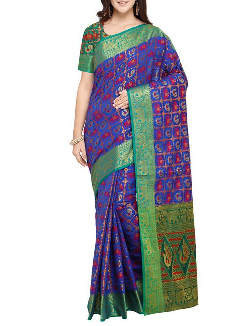 traditional zari patola saree with blouse - 15766081 - Very Small Image - 1