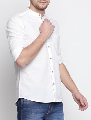 white solid casual shirt - 15766691 - Standard Image - 2