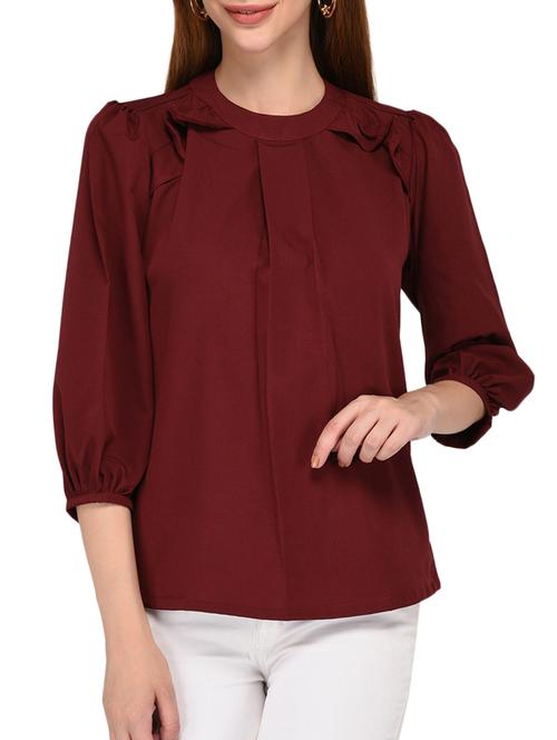 ruffle trim pleat detail top - 15766873 - Standard Image - 1