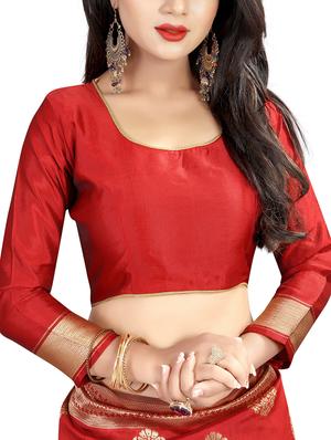 zari floral motif banarasi saree with blouse - 15766896 - Standard Image - 3