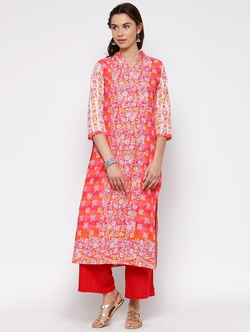 printed kurta with palazzo set - 15767048 - Zoom Image - 1