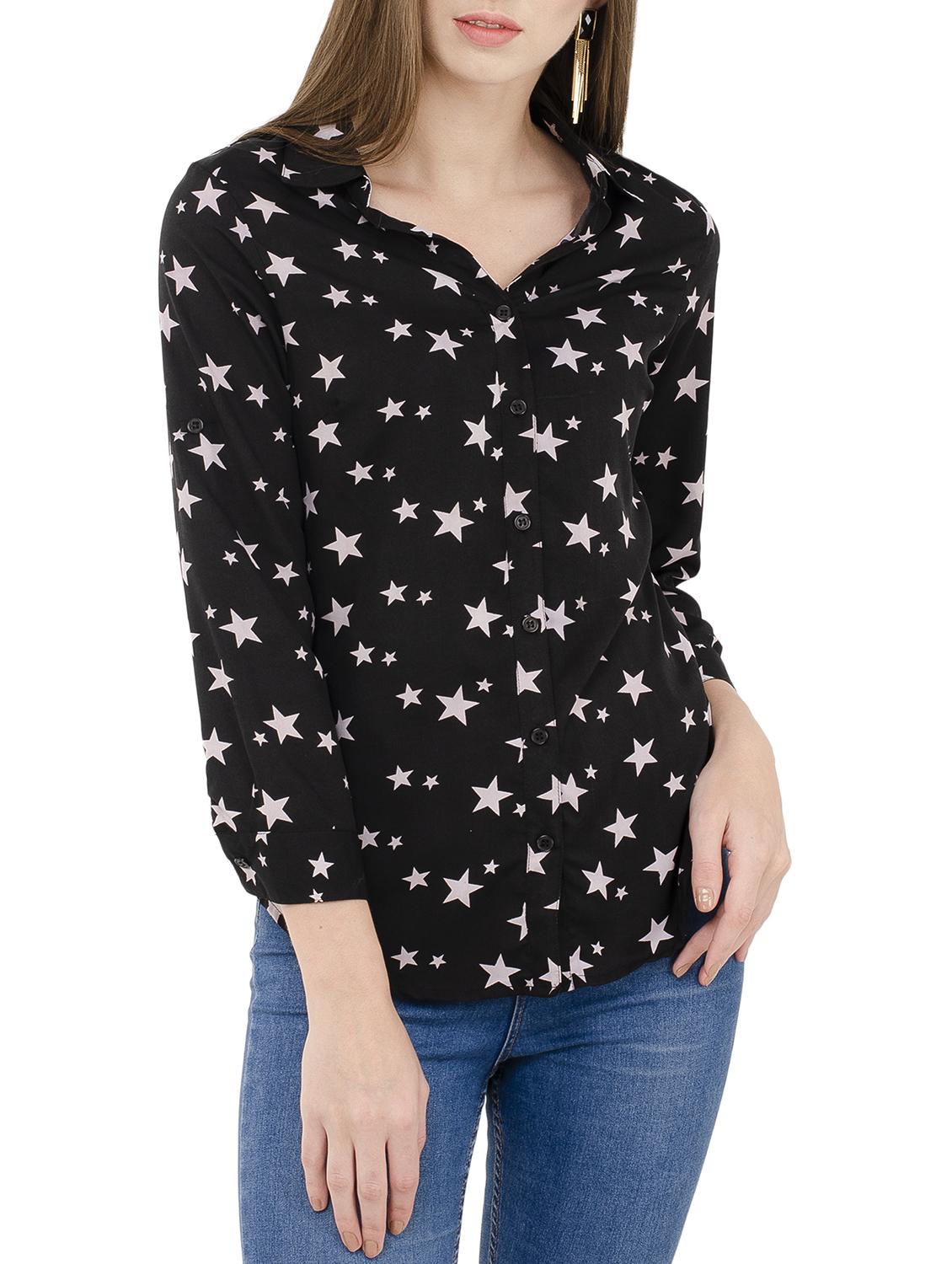 star print curved hem shirt - 15767543 - Zoom Image - 1