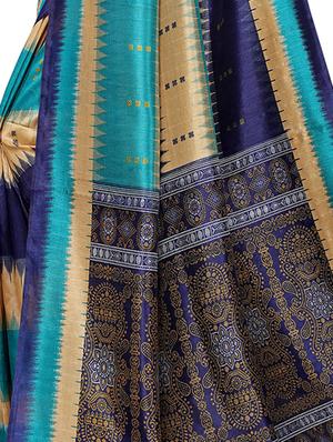 ethnic motif printed saree with blouse - 15768301 - Standard Image - 4