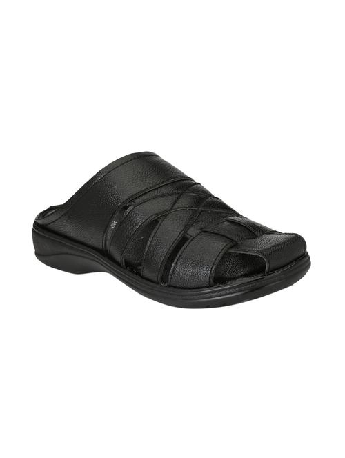 black leatherette slip on sandals - 15768542 - Standard Image - 1