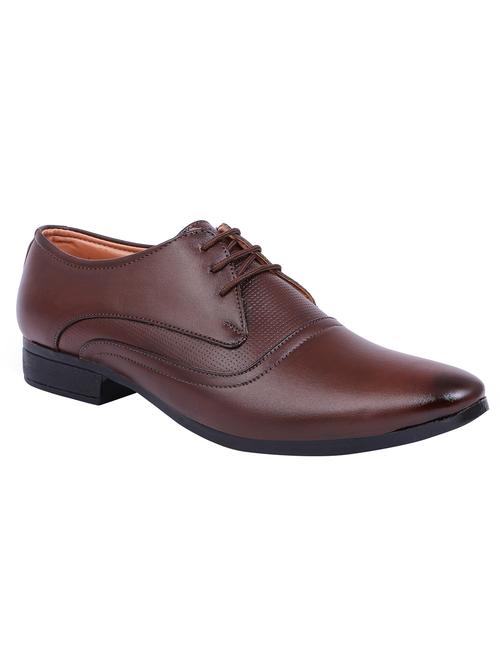 brown leatherette lace-up derbys - 15769705 - Standard Image - 1