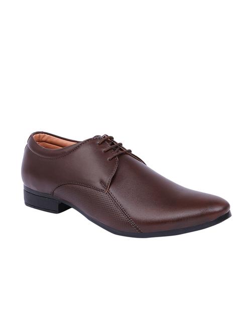 brown leatherette lace-up derbys - 15769715 - Standard Image - 1